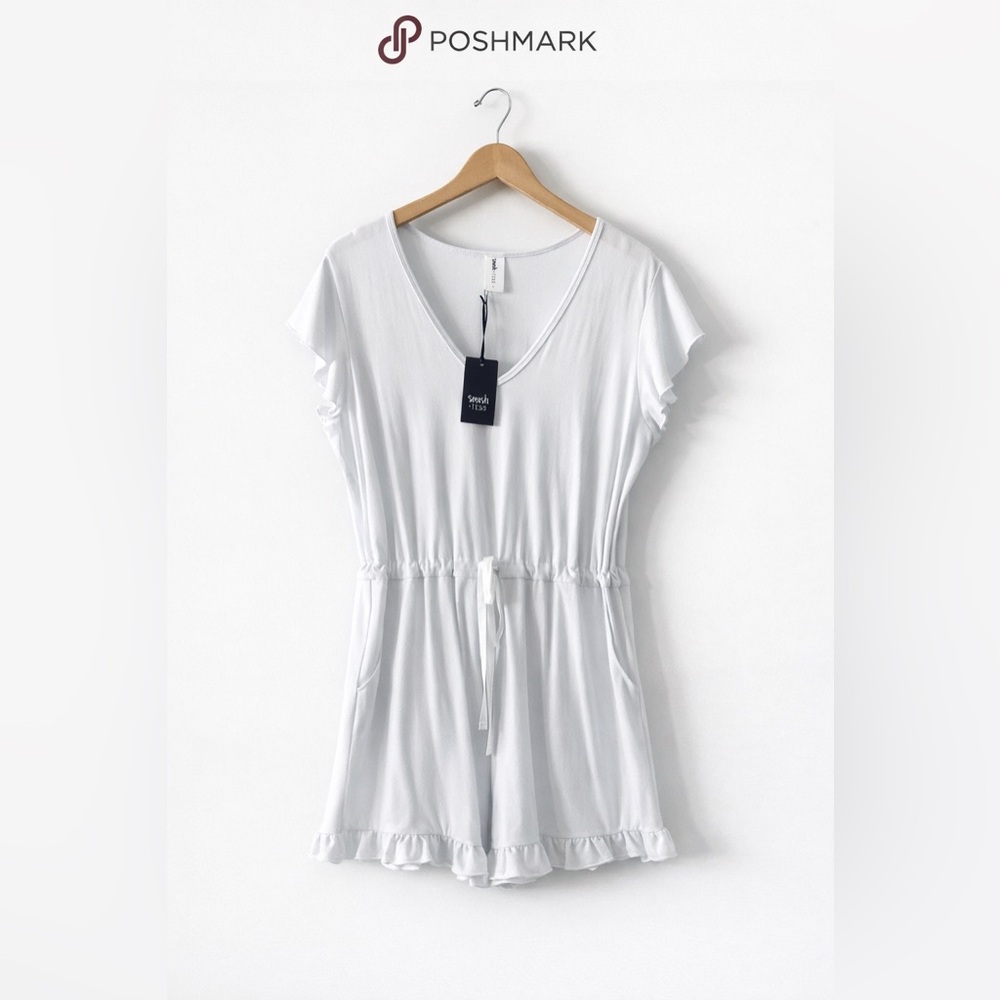 Smash + Tess “The Forever Shorty Romper” White Size L NWT